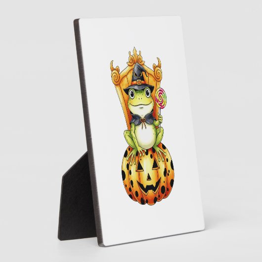 Halloween Niedlich Frosch on Pumpkin Fotoplatte (Seite)