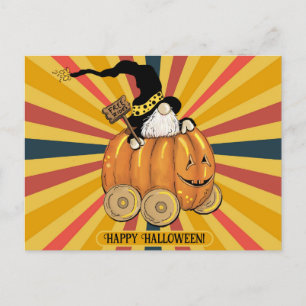 Halloween Niedlich Funny Gnome Pumpkin Colorful Postkarte