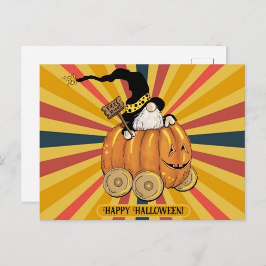 Halloween Niedlich Funny Gnome Pumpkin Colorful Postkarte (Vorne/Hinten)