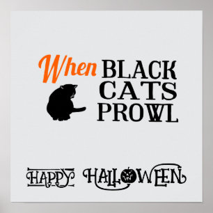 Halloween Niedlich Funny Whimsical Black Cat Poster