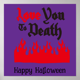 Halloween Niedlich Funny Whimsical Red Flame Poster