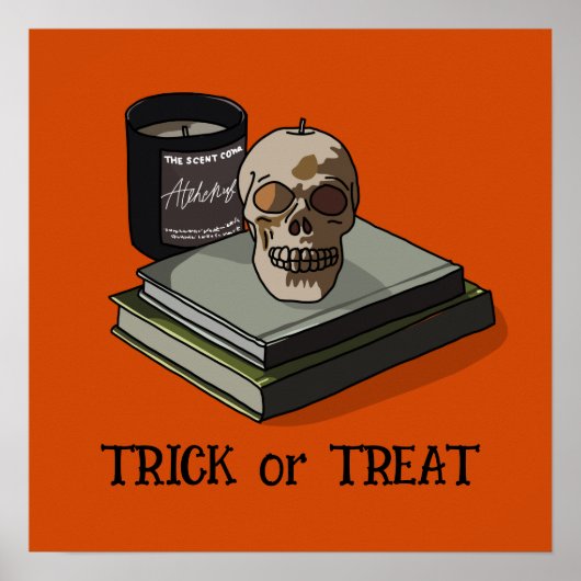 Halloween Niedlich Funny Whimsical Skull Poster (Vorne)