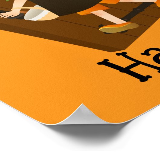 Halloween Niedlich Funny Whimsical Witch Girl Oran Poster (Ecke)