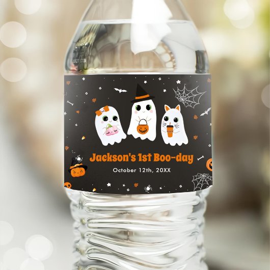 Halloween Niedlich Ghost 1. Geburtstag Spooktacula Wasserflaschenetikett