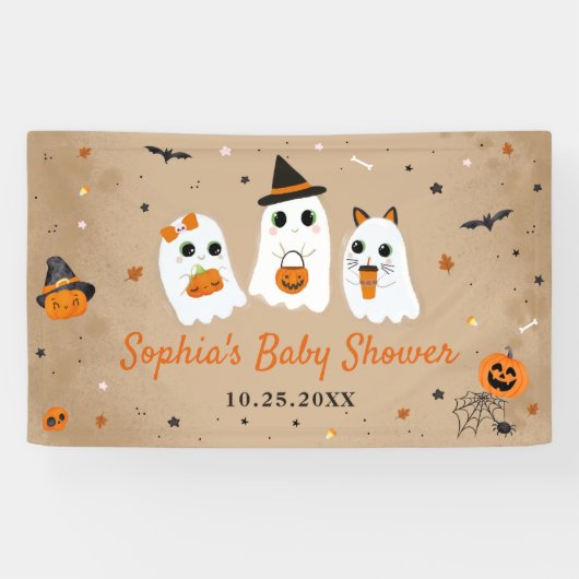 Halloween Niedlich Ghost Baby Dusche Banner (Horizontal)
