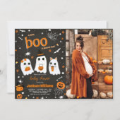 Halloween Niedlich Ghost Baby Dusche Foto Einladung (Vorderseite)