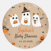 Halloween Niedlich Ghost Baby Dusche Runder Aufkleber (Vorderseite)