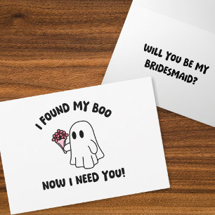 Halloween Niedlich Ghost Boo Funny Bridesmaid Vors Karte