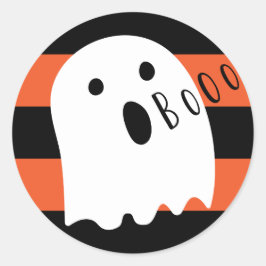 Halloween Niedlich Ghost Boo Orange und Black Stri Runder Aufkleber