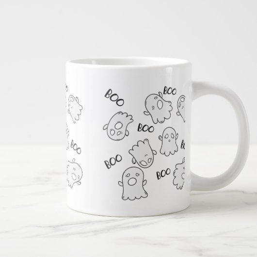 Halloween Niedlich Ghost Boo Pattern Jumbo-Tasse (Rechts)