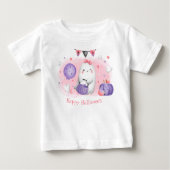 Halloween Niedlich Ghost Boo Pink Lila Mädchenname Baby T-shirt (Vorderseite)