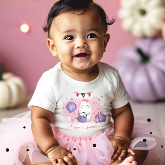 Halloween Niedlich Ghost Boo Pink Lila Mädchenname Baby T-shirt