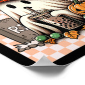 Halloween Niedlich Ghost Drink Kaffee Pumpkin Karo Poster (Ecke)