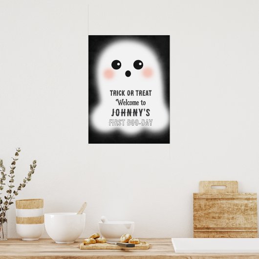 Halloween Niedlich Ghost Editable Party Event Sign Poster (Küche)