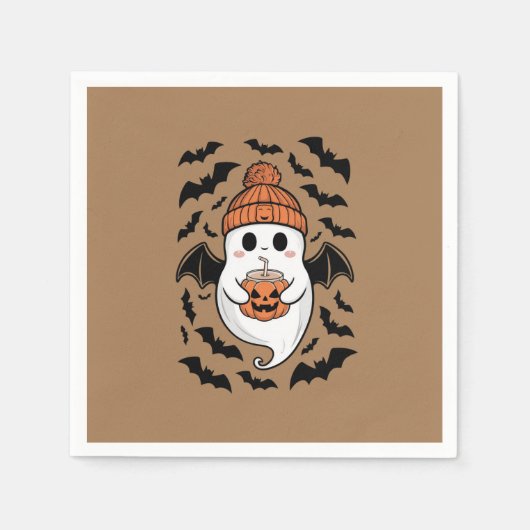 Halloween Niedlich Ghost Fall Spooky Saisongeschen Serviette (Vorderseite)