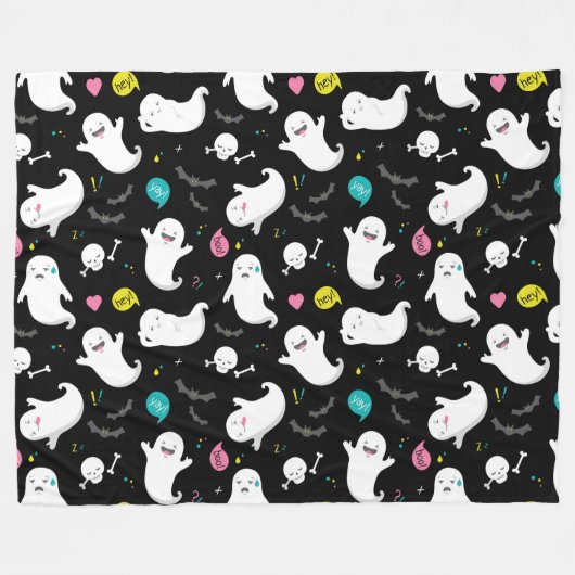 Halloween Niedlich Ghost Fleecedecke (Vorderseite (Horizontal))