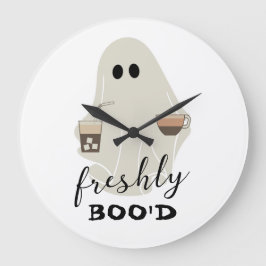 Halloween Niedlich Ghost | Freshly Boo'd Coffee Lo Große Wanduhr