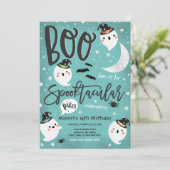Halloween Niedlich Ghost Geburtstagsparty Spooktac Einladung (Stehend Vorderseite)