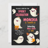 Halloween Niedlich Ghost Girl Geburtstag Einladung (Vorderseite)