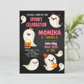 Halloween Niedlich Ghost Girl Geburtstag Einladung (Stehend Vorderseite)