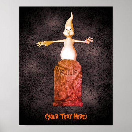 Halloween Niedlich Ghost Grabstein Personalisiert Poster (Vorne)