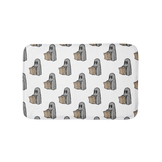 Halloween, Niedlich Ghost Grau, Trick oder Treat,  Badematte (Vorderseite)