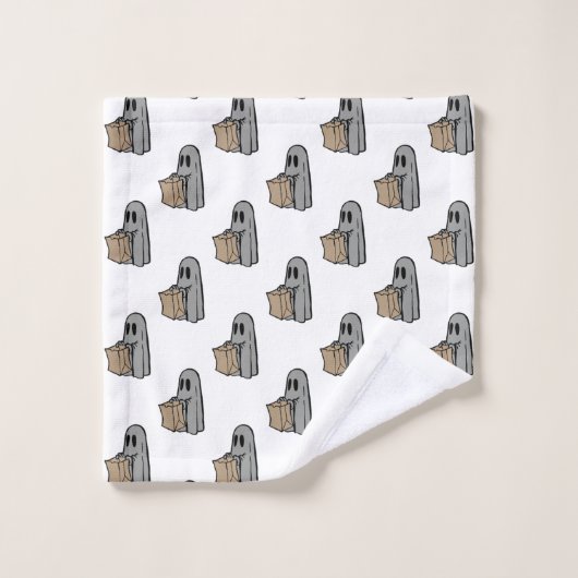 Halloween, Niedlich Ghost Grau, Trick oder Treat,  Badhandtuch Set (Waschlappen)