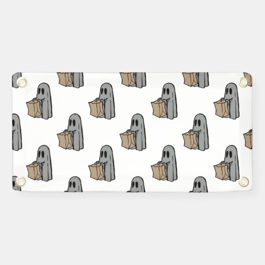 Halloween, Niedlich Ghost Grau, Trick oder Treat,  Banner (Horizontal)