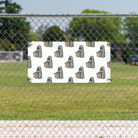 Halloween, Niedlich Ghost Grau, Trick oder Treat,  Banner (Insitu)