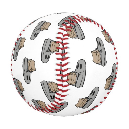 Halloween, Niedlich Ghost Grau, Trick oder Treat, Baseball (Schrägansicht)