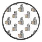 Halloween, Niedlich Ghost Grau, Trick oder Treat,  Eishockey Puck (Vorderseite)