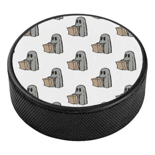Halloween, Niedlich Ghost Grau, Trick oder Treat,  Eishockey Puck (3/4)