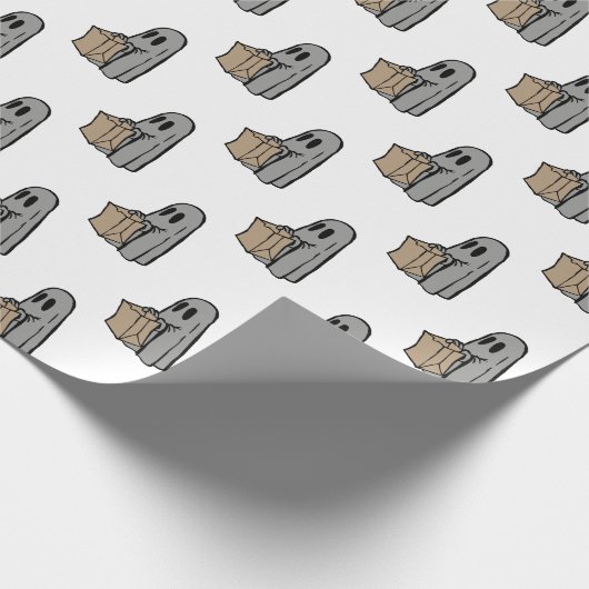 Halloween, Niedlich Ghost Grau, Trick oder Treat,  Geschenkpapier (Ecke)