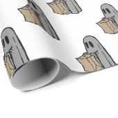 Halloween, Niedlich Ghost Grau, Trick oder Treat,  Geschenkpapier (Rolleneckpunkt)
