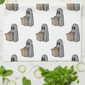 Halloween, Niedlich Ghost Grau, Trick oder Treat,  Geschirrtuch (Gefaltet)