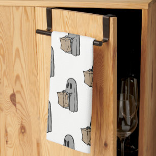 Halloween, Niedlich Ghost Grau, Trick oder Treat,  Geschirrtuch