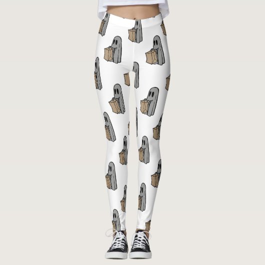 Halloween, Niedlich Ghost Grau, Trick oder Treat, Leggings (Vorderseite)