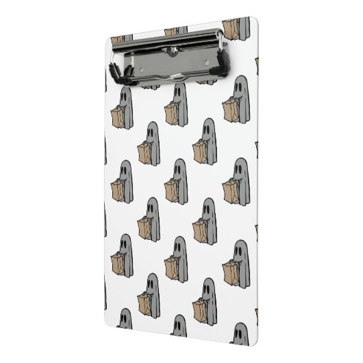 Halloween, Niedlich Ghost Grau, Trick oder Treat,  Mini Klemmbrett (Gewinkelt2)