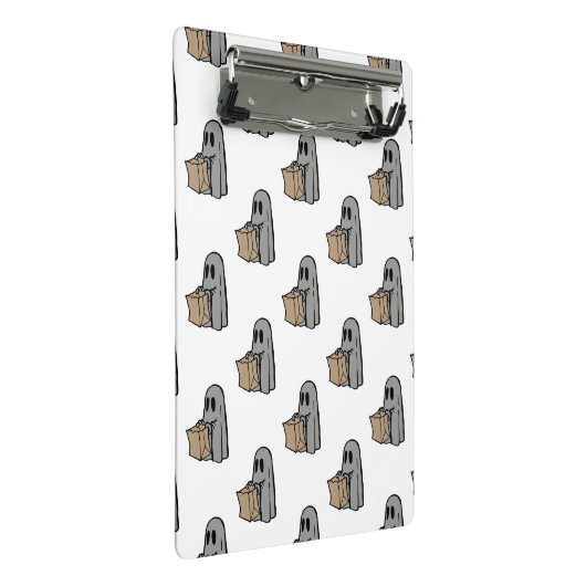 Halloween, Niedlich Ghost Grau, Trick oder Treat,  Mini Klemmbrett (Schrägansicht)