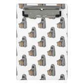 Halloween, Niedlich Ghost Grau, Trick oder Treat,  Mini Klemmbrett (Vorderseite)