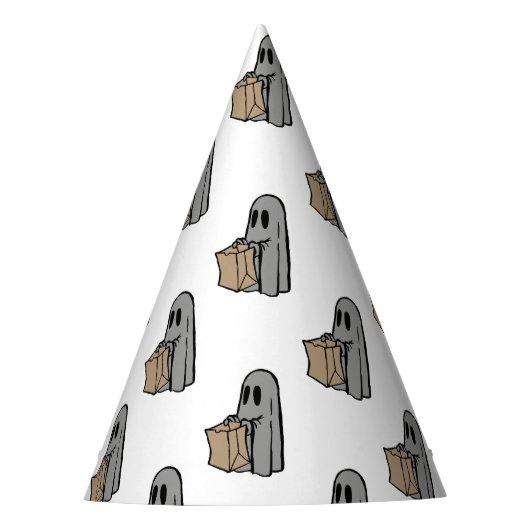 Halloween, Niedlich Ghost Grau, Trick oder Treat,  Partyhütchen (Vorderseite)