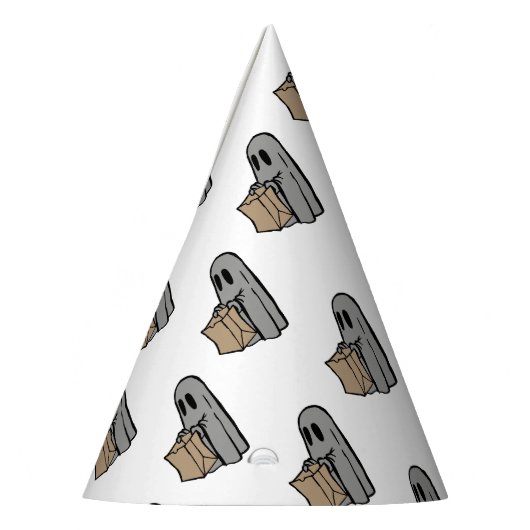 Halloween, Niedlich Ghost Grau, Trick oder Treat,  Partyhütchen (Links)