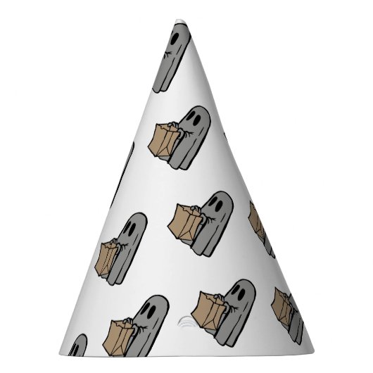 Halloween, Niedlich Ghost Grau, Trick oder Treat,  Partyhütchen (Rechts)