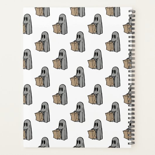 Halloween, Niedlich Ghost Grau, Trick oder Treat,  Planer (Rückseite)