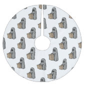 Halloween, Niedlich Ghost Grau, Trick oder Treat,  Polyester Weihnachtsbaumdecke (Vorderseite)