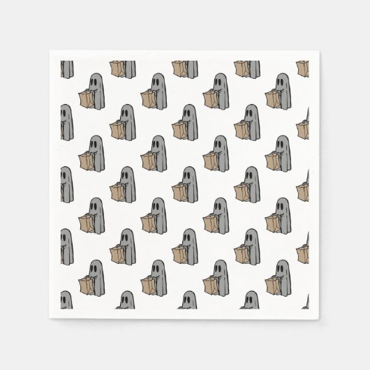 Halloween, Niedlich Ghost Grau, Trick oder Treat,  Serviette (Vorderseite)