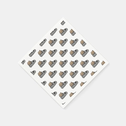 Halloween, Niedlich Ghost Grau, Trick oder Treat,  Serviette (Ecke)