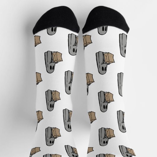 Halloween, Niedlich Ghost Grau, Trick oder Treat,  Socken (Oben)