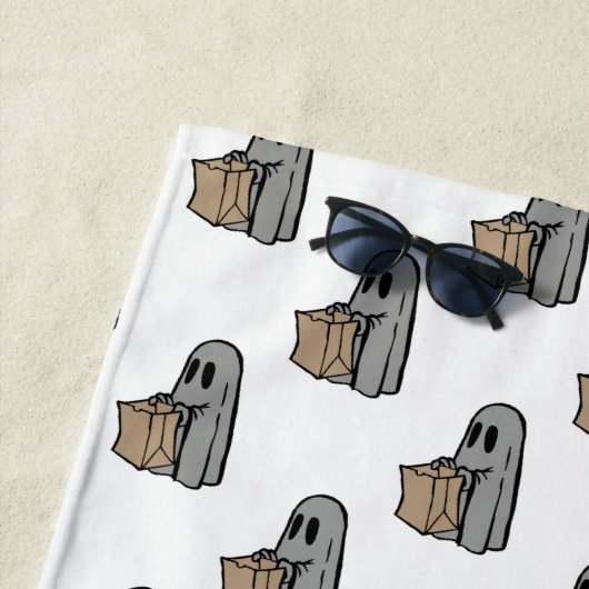 Halloween, Niedlich Ghost Grau, Trick oder Treat, Strandtuch (Beispiel)