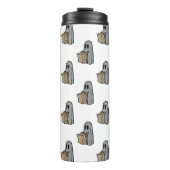 Halloween, Niedlich Ghost Grau, Trick oder Treat, Thermosbecher (Vorderseite)